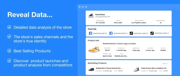 Screenshot of the PPSPY dashboard, showing store analytics with live sales, best-selling products, and app detection.